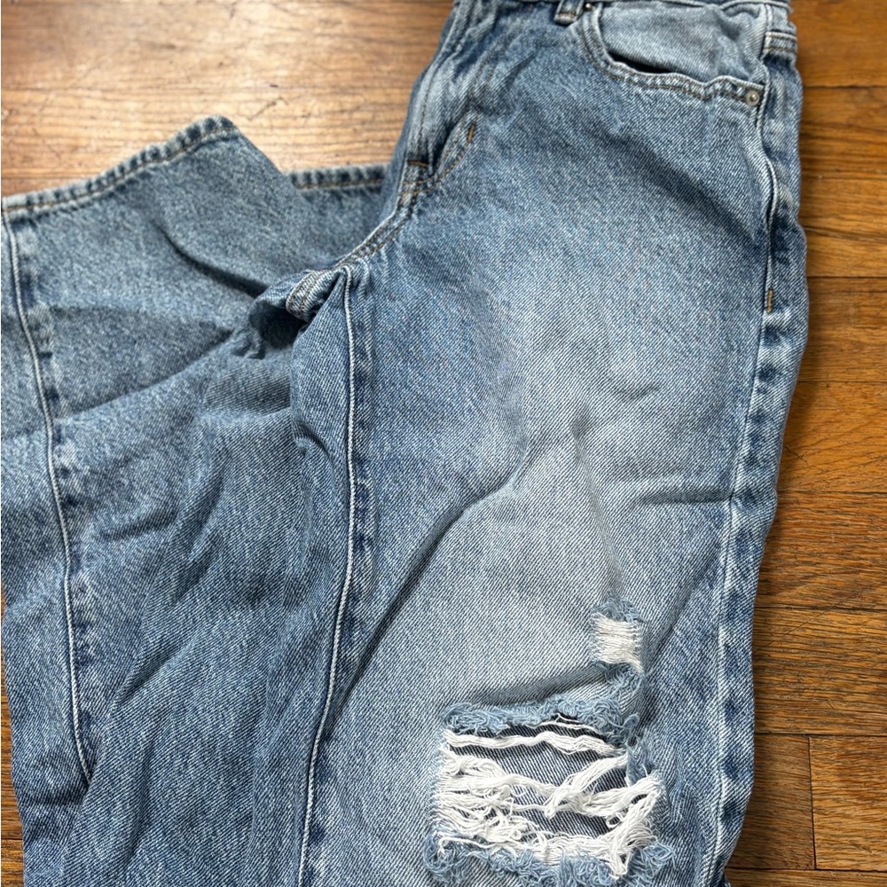 PacSun Blue Relaxed Fit Jeans with Distressed Details